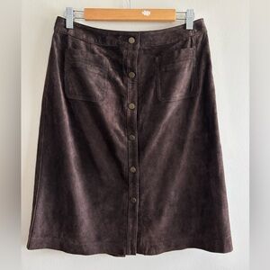 Loft Brown Suede Button-Front Skirt size 10